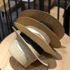 Summer handcrafted wide-brimmed and flat-brimmed socialite hats by Instagram influencers, sunshade and sun protection, vacation beach straw hats for children Specification image